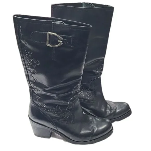 Ariat Women's Western Silver Studded Black Tall Boots Size 6.5B, fit more like 6 - Picture 2 of 12